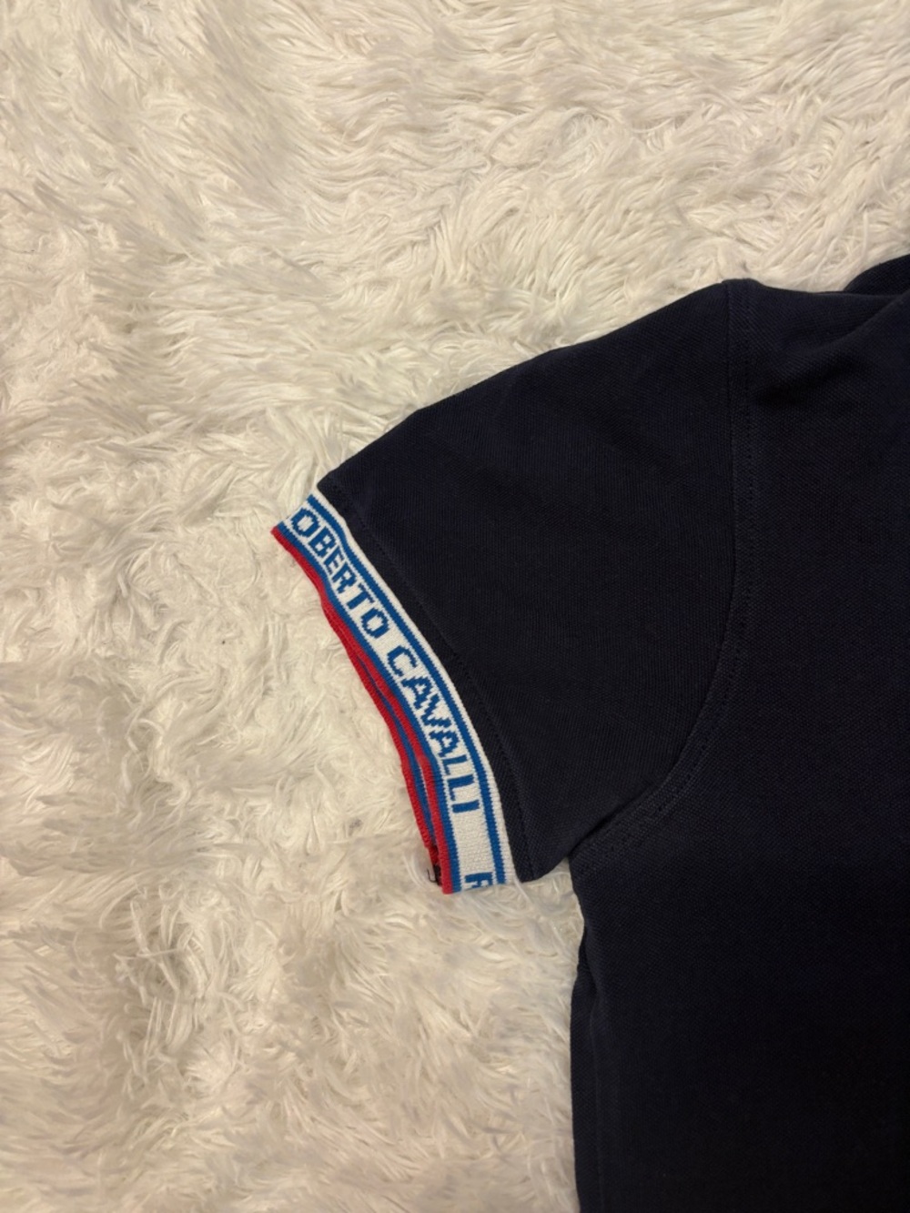 Roberto Cavalli Logo Trimmed Short Sleeve Polo NAVY - Picture 4 of 6
